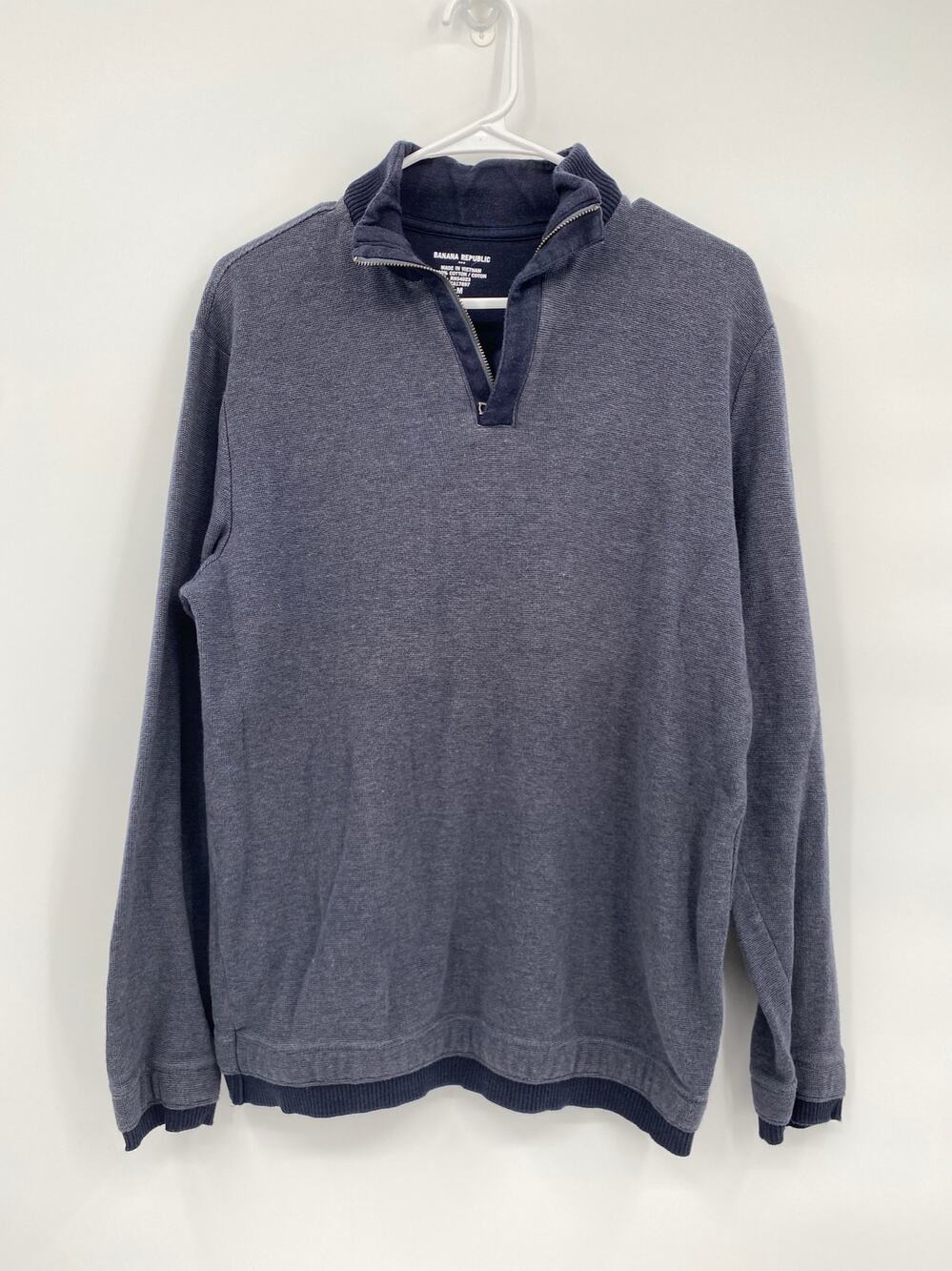 Banana Republic Men's 1/4 Zip Pullover Knit Sweater Blue Size Medium